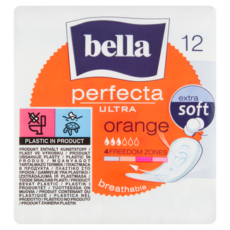 Bella Perfecta Ultra, podpaski higieniczne Extra Soft, anatomiczne, Orange, 12 sztuk - zdjęcie produktu
