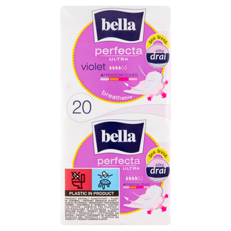 Bella Perfecta Ultra, podpaski higieniczne Silky Drai ze skrzydełkami, deo fresh, Violet, 20 sztuk - zdjęcie produktu