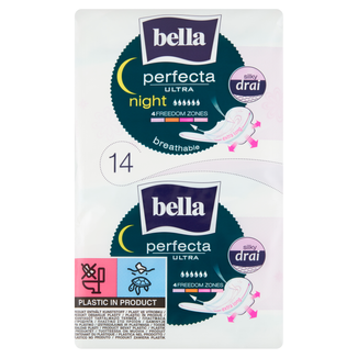 Bella Perfecta Ultra, podpaski higieniczne SilkyDrai ze skrzydełkami, ekstra długie, Night, 14 sztuk - zdjęcie produktu