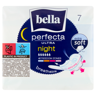 Bella Perfecta Ultra, podpaski higieniczne Extra Soft ze skrzydełkami, ekstra długie, Night, 7 sztuk - zdjęcie produktu
