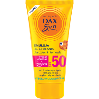 DAX Sun, emulsja ochronna do opalania dla niemowląt i dzieci, od 6 miesiąca, SPF 50, 50 ml - zdjęcie produktu