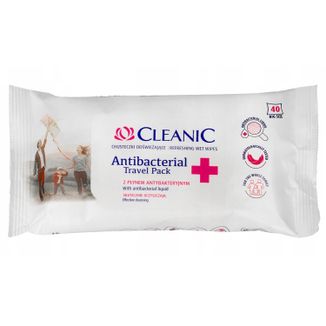 Cleanic Antibacterial, chusteczki odświeżające z płynem antybakteryjnym, 40 sztuk - zdjęcie produktu