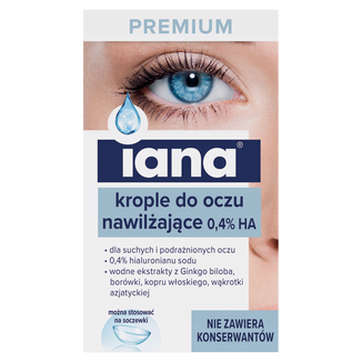 Iana Premium, nawilżające krople do oczu 0,4% HA, 10 ml - zdjęcie produktu