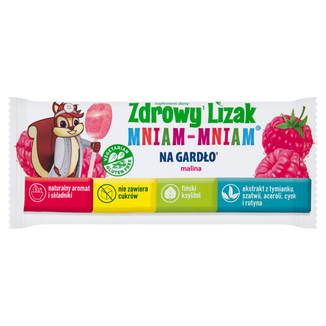 Zdrowy Lizak Mniam-mniam, Na gardło, smak malinowy, 1 sztuka - zdjęcie produktu