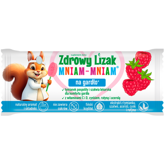 Zdrowy Lizak Mniam-mniam, Na gardło, smak malinowy, 1 sztuka - zdjęcie produktu