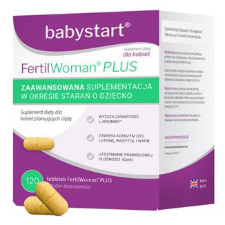 Babystart FertilWoman Plus, 120 tabletek USZKODZONE OPAKOWANIE Babystart FertilWoman Plus, 120 tabletek USZKODZONE OPAKOWANIE - zdjęcie produktu