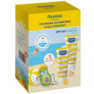 Zestaw Mustela, Ochrona słoneczna całej rodziny, mleczko przeciwsłoneczne SPF 50+, 2 x 100 ml - zdjęcie produktu