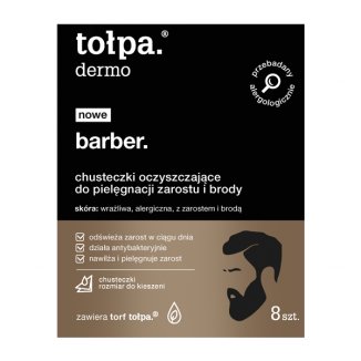 Tołpa Dermo MEN, Barber, chusteczki oczyszczające do twarzy, 8 sztuk - 2 Tołpa Dermo MEN, Barber, chusteczki oczyszczające do twarzy, 8 sztuk - 2 - zdjęcie produktu