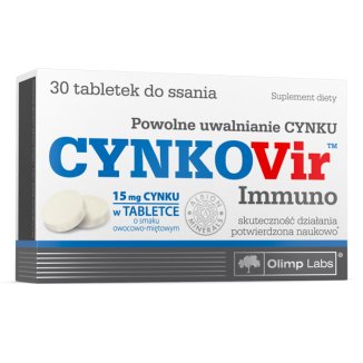 Olimp CynkoVir Immuno, cynk 15 mg, smak owocowo-miętowy, 30 tabletek do ssania - zdjęcie produktu