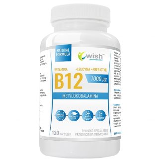 Wish Witamina B12 1000 µg + prebiotyk, 120 kapsułek - zdjęcie produktu