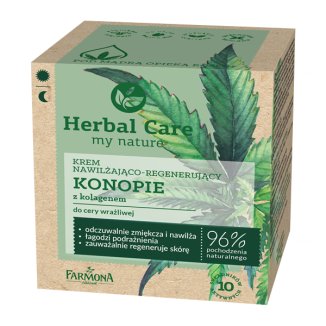 Farmona Herbal Care, krem nawilżająco-regenerujący do cery wrażliwej, konopie z kolagenem, 50 ml - zdjęcie produktu