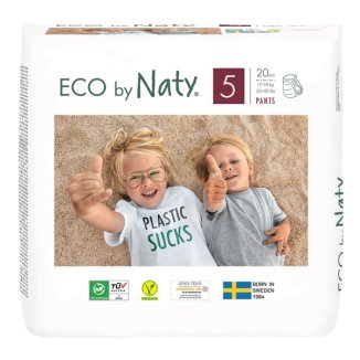 Eco by Naty, pieluchomajtki ekologiczne, rozmiar 5, 12-18 kg, 20 sztuk - zdjęcie produktu