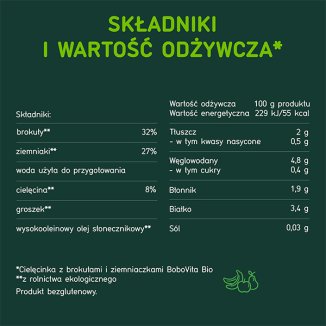 BoboVita, Obiadek Bio, cielęcinka z brokułami i ziemniaczkami, po 5 miesiącu, 125 g - 3 BoboVita, Obiadek Bio, cielęcinka z brokułami i ziemniaczkami, po 5 miesiącu, 125 g - 3 - zdjęcie produktu
