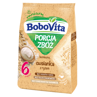 BoboVita Porcja Zbóż Owsianka z ryżem, bezmleczna, bez dodatku cukru, po 6 miesiącu, 170 g - zdjęcie produktu