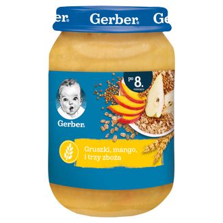 Gerber Deser, gruszki, mango i trzy zboża, po 8 miesiącu, 190 g - zdjęcie produktu