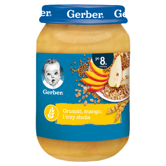 Gerber Deser, gruszki, mango i trzy zboża, po 8 miesiącu, 190 g - zdjęcie produktu