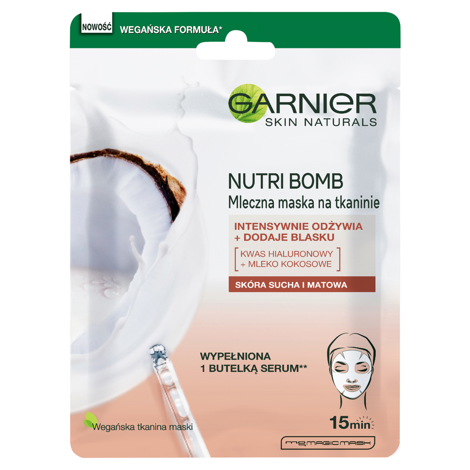 Garnier Garnier Skin Naturals Nutri Bomb, pflegend-aufhellend Maske auf Tuch, mit Milch mit Kokos, 1 Stück — Inhaltsstoffe und Bewertung