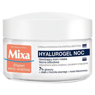 Mixa Hyalurogel, nawilżający krem-maska na noc, skóra sucha i zmęczona, 50 ml - zdjęcie produktu