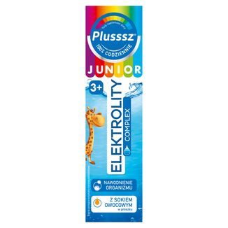 Plusssz Junior Elektrolity Complex, dla dzieci powyżej 3 roku życia, smak pomarańczowy, 20 tabletek musujących - zdjęcie produktu