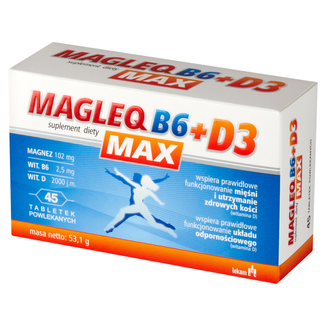 Magleq B6 Max + D3, 45 tabletek  USZKODZONE OPAKOWANIE - zdjęcie produktu