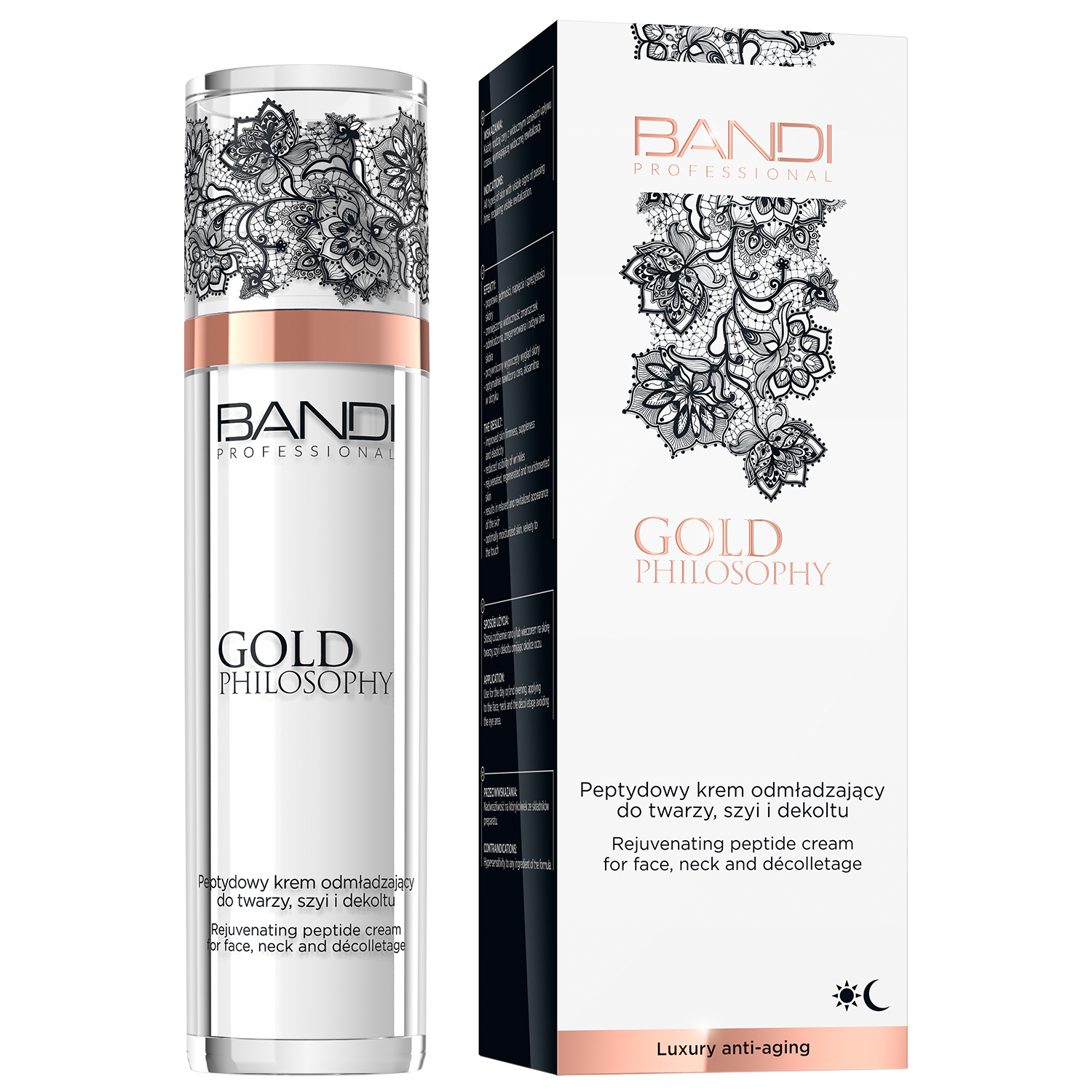 Nieznana Bandi Gold Philosophy, peptydowy krem odmładzający do twarzy, szyi i dekoltu, 50 ml