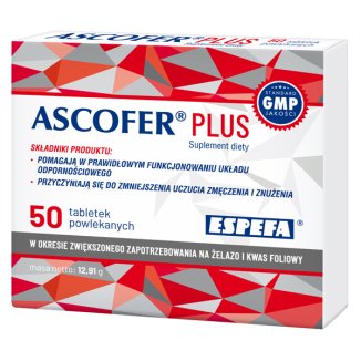 Ascofer Plus, 50 tabletek powlekanych USZKODZONE OPAKOWANIE - zdjęcie produktu