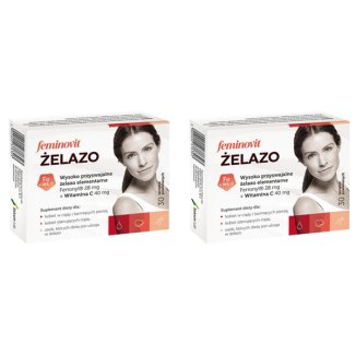 Zestaw Feminovit Żelazo, 2 x 30 tabletek powlekanych - zdjęcie produktu