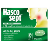 Hascosept 3 mg, smak miętowy, 24 pastylki twarde - miniaturka zdjęcia produktu