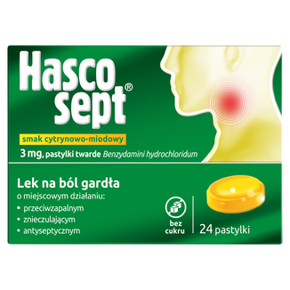 Hascosept 3 mg, smak cytrynowo-miodowy, 24 pastylki twarde - zdjęcie produktu