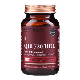 Doctor Life Q10 720 HDL, koenzym Q10, bergamota, granat, 60 kapsułek roślinnych - zdjęcie produktu