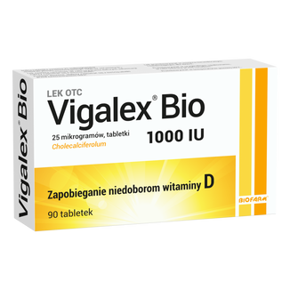 Vigalex Bio 1000 IU, 90 tabletek USZKODZONE OPAKOWANIE Vigalex Bio 1000 IU, 90 tabletek USZKODZONE OPAKOWANIE - zdjęcie produktu