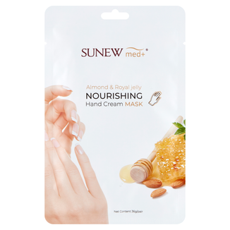 SunewMed+, odżywcza maska do dłoni, olej ze słodkich migdałów i mleczko pszczele, rękawiczki, 36 g - zdjęcie produktu