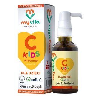 MyVita Witamina C Kids, Quali-C, krople dla dzieci powyżej 1 roku, 50 ml USZKODZONE OPAKOWANIE - zdjęcie produktu