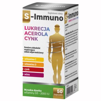 S-Immuno, lukrecja, acerola, cynk, 50 kapsułek - zdjęcie produktu