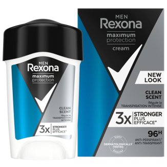 Rexona Men Maximum Protection, kremowy antyperspirant w sztyfcie, Clean Scent, 45 ml - zdjęcie produktu