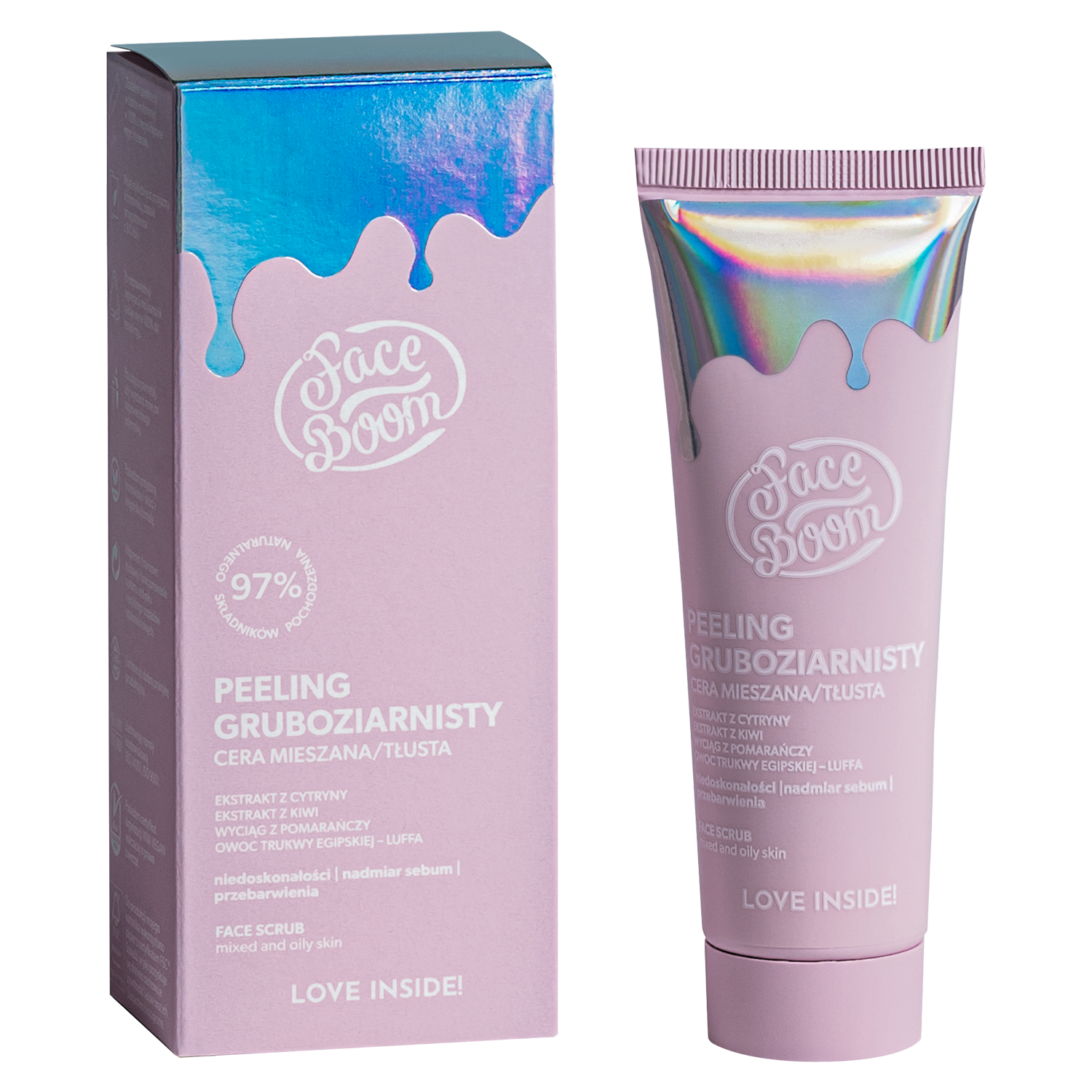 Bodyboom FaceBoom, peeling gruboziarnisty do twarzy, skóra mieszana i tłusta, 50 g