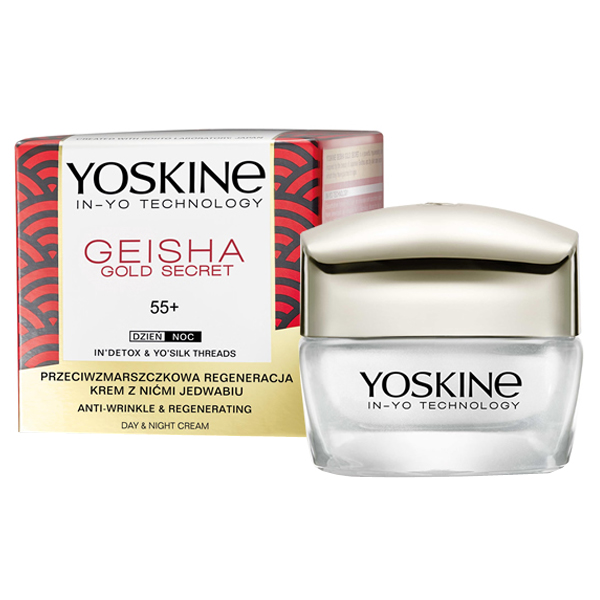 Yoskine Yoskine Geisha Gold Secret 55 +, krem przeciwzmarszczkowy z nićmi jedwabiu, na dzień i na noc, 50 ml