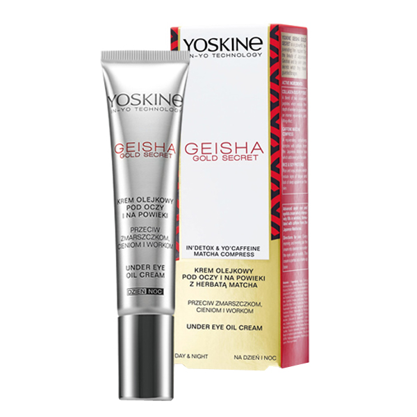 Yoskine Yoskine Geisha Gold Secret, krem olejkowy pod oczy i na powieki z herbatą matcha, 15 ml