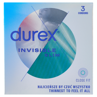 Durex Invisible Close Fit, prezerwatywy dopasowane, 3 sztuki - zdjęcie produktu