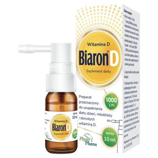 Biaron D, witamina D 1000 j.m., spray, od 4 lat, 10 ml Biaron D, witamina D 1000 j.m., spray, od 4 lat, 10 ml - zdjęcie produktu