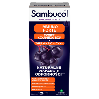 Sambucol Immuno Forte, płyn dla dzieci po 12 roku życia i dorosłych, 120 ml - zdjęcie produktu