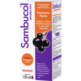 Sambucol Immuno Forte, płyn dla dzieci po 12 roku życia i dorosłych, 120 ml - zdjęcie produktu