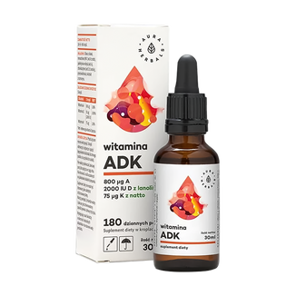 Aura Herbals, witamina A + D3 2000 IU + K2 MK-7, 30 ml KRÓTKA DATA - zdjęcie produktu