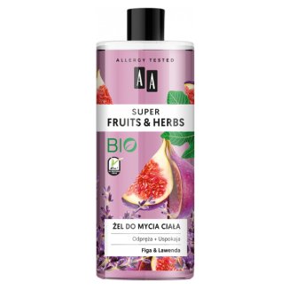AA Super Fruits i Herbs, żel do mycia ciała, figa i lawenda, 500 ml AA Super Fruits i Herbs, żel do mycia ciała, figa i lawenda, 500 ml - zdjęcie produktu