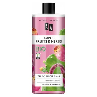 AA Super Fruits i Herbs, żel do mycia ciała, opuncja i amarantus, 500 ml AA Super Fruits i Herbs, żel do mycia ciała, opuncja i amarantus, 500 ml - zdjęcie produktu