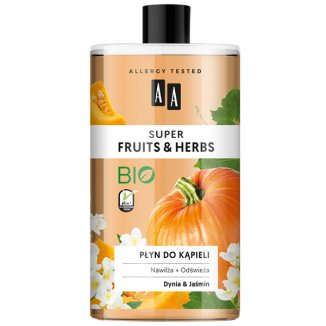 AA Super Fruits & Herbs, płyn do kąpieli, dynia & jaśmin, 750 ml - zdjęcie produktu