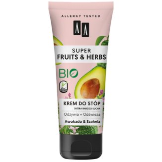 AA Super Fruits & Herbs, krem do stóp, awokado i szałwia, 75 ml AA Super Fruits & Herbs, krem do stóp, awokado i szałwia, 75 ml - zdjęcie produktu