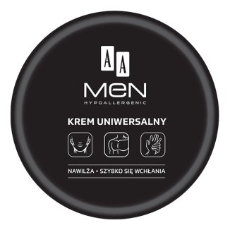 AA Men Hypoallergenic, krem uniwersalny do twarzy, rąk i ciała, 125 ml AA Men Hypoallergenic, krem uniwersalny do twarzy, rąk i ciała, 125 ml - zdjęcie produktu