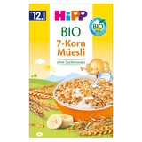 HiPP Musli, 7 zbóż z bananami, BIO, bez dodatku cukru, od 12 miesiąca, 200 g - miniaturka zdjęcia produktu