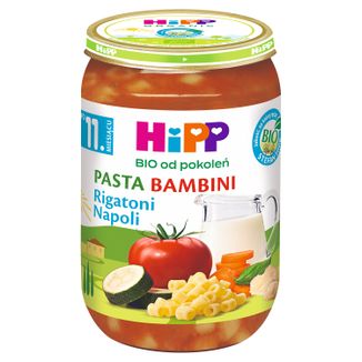HiPP Pasta Bambini Bio, rigatoni napoli, po 11 miesiącu, 220 g  - zdjęcie produktu